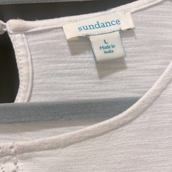 SUNDANCE White cotton blouse, Size LG - Picture 5 of 9